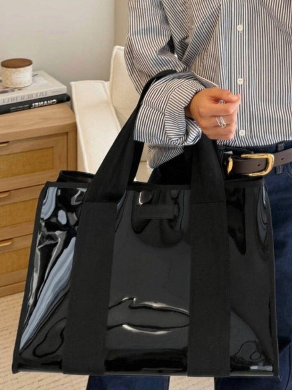 Case-Mate Black Midnight Jelly Tote Clear Waterproof Beach Bag Gym Travel NWT - Picture 5 of 6